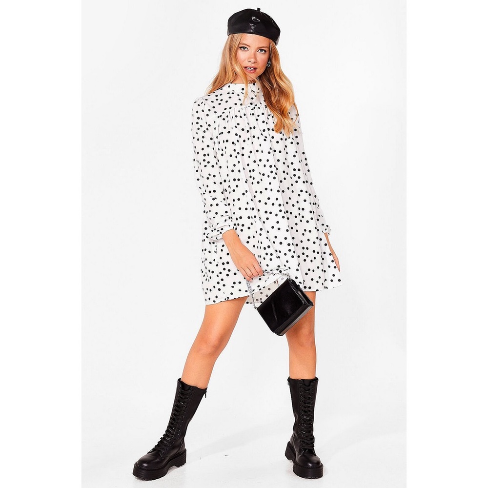 NastyGal Swing By Polka Dot Mini Dress